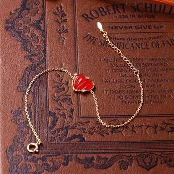 Ювелирные изделия Dunli, японские и корейские украшения, серебро S925, натуральный агат, персонализированный ретро-браслет в форме сердца, ручное ювелирное изделие для женщин 20CM