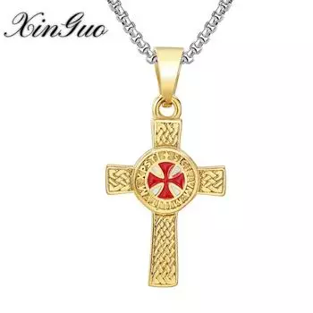 Ювелирные изделия Европы и Америки Красные крестоносцы масонское титановое ожерелье с подвеской