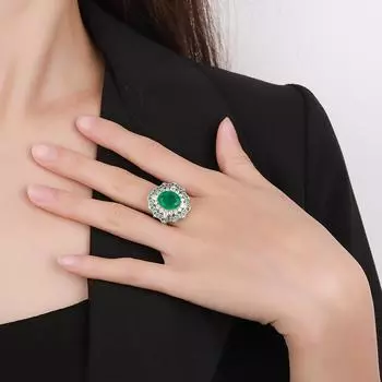 Ювелирные изделия Французский свет роскошь ретро циркон синий кольцо женское премиум имитация изумруд кольцо сапфировый