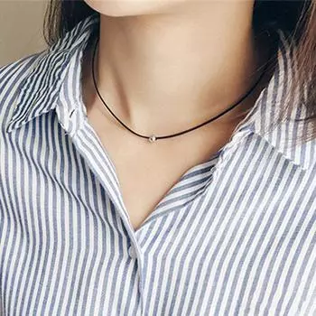 Ювелирные изделия Harajuku, шейный воротник, бархатное посеребренное кожаное ожерелье с подвеской в виде веревки, черное колье из бисера чёрный