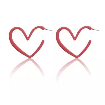 Ювелирные изделия Her Lab | s925 Серебряные иглы красные полые серьги любви ins милые модные шпильки женские простые, набор ювелирных изделий