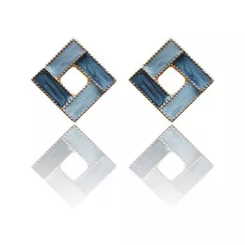 Ювелирные изделия Her Lab | Серебряные иглы 925 пробы контрастного цвета, квадратные серьги с каплями масла, модные простые серьги-гвоздики, набор ювелирных изделий