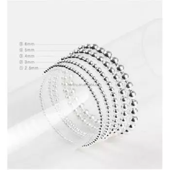 Ювелирные изделия Hertiny, стерлинговое серебро 925 пробы, 2,5 мм, 3 мм, 4 мм, 5 мм, 6 мм, эластичный браслет из 925 бусин для 16cm