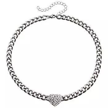 Ювелирные изделия Холодный ветер Черная алюминиевая цепочка Фигаро Бриллиантовая любовь Ожерелье Женское короткое ожерелье с ключицами Ювелирные изделия чёрный
