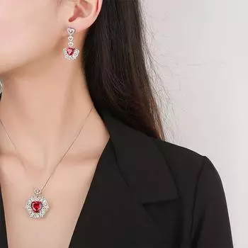 Ювелирные изделия Huayei цветное ожерелье из циркона винтажный рубиновый кулон свет роскошные серьги-гвоздики Love