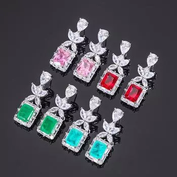 Ювелирные изделия Huayei Pink Zircon S925 Silver Needle Женская мода Имитация драгоценного камня Параиба