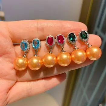 Ювелирные изделия Huayei Tiktok Новые жемчужины-гвоздики с инкрустацией из драгоценных камней и жемчуга