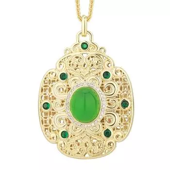 Ювелирные изделия Имитация Цветной Сокровище Золото Ретро Изысканный Придворный Стиль Подвеска Ожерелье Основной 10 * 12