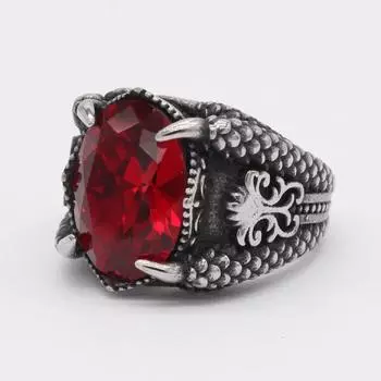 Ювелирные изделия, индивидуальное мужское кольцо с рубином в стиле ретро «Коготь дракона» 12