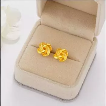 Ювелирные изделия Искусственное золото Женские Матовые Невыцветающие Серьги-пусеты Ruyi knot earrings