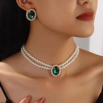 Ювелирные изделия Искусственный жемчуг Бриллиантовое ожерелье Темперамент Дизайн Sense Овальное Акриловое Ключица Цепочка Ожерелье Женщины