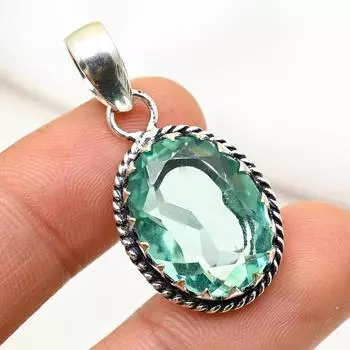 Ювелирные изделия из акваапатита, кулон из цельного серебра 925 пробы с драгоценными камнями, украшения ручной работы, на День памяти 1.45 Inches синий