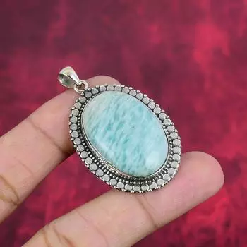Ювелирные изделия из амазонита, кулон из стерлингового серебра 925 пробы, ювелирные изделия ручной работы с драгоценными камнями, подарки для жены, абсолютно новый кулон 2.08 Inches синий