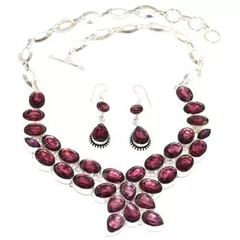 Ювелирные изделия из аметистового кварца, серьги, ожерелье, 16-18 дюймов