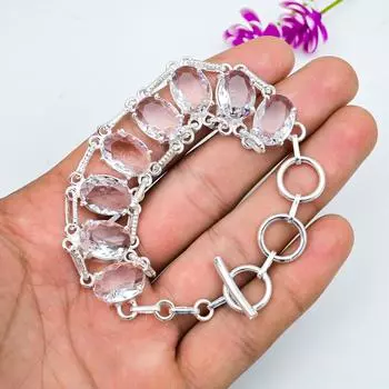 Ювелирные изделия из белого топаза, браслет из стерлингового серебра 925 пробы, браслет из драгоценных камней ручной работы на День памяти 8 Inches белый