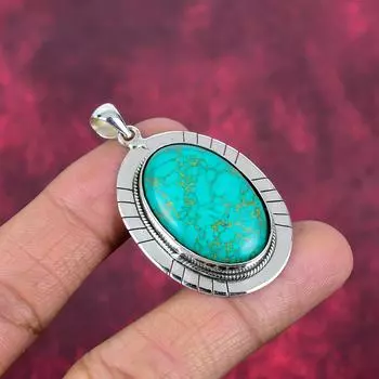 Ювелирные изделия из бирюзы Аризоны, чистое серебро 925 пробы, прекрасные ювелирные изделия из драгоценных камней, подвеска-цепочка ручной работы, подарок для девушки 1.96 Inches синий