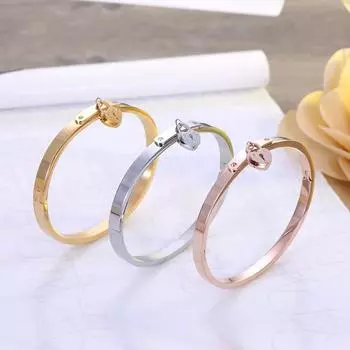 Ювелирные изделия из браслета из нержавеющей стали с подвесным замком и подвеской в виде головы розового золота