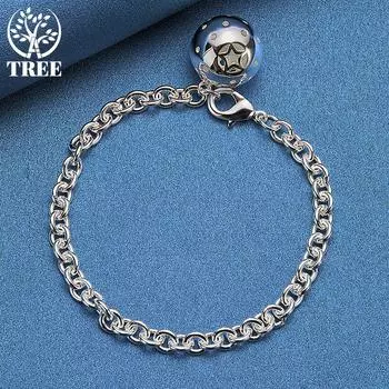 Ювелирные изделия из браслета из стерлингового серебра 925 пробы с шариками и бусинами 20cm