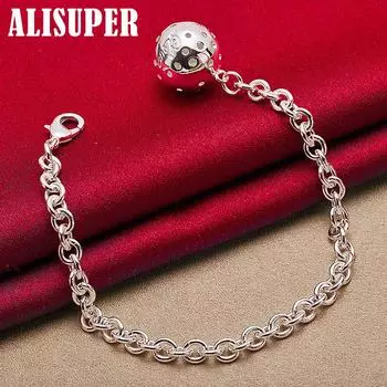 Ювелирные изделия из браслета из стерлингового серебра 925 пробы с шариками и бусинами 20cm