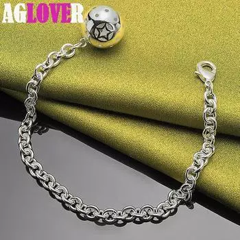 Ювелирные изделия из браслета из стерлингового серебра 925 пробы с шариками и бусинами 20cm