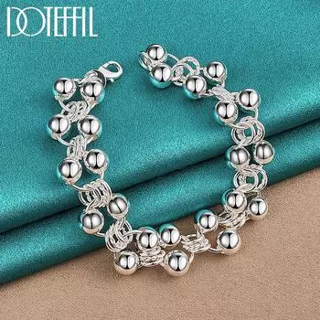 Ювелирные изделия из браслета из стерлингового серебра 925 пробы с гладкими бусинами 20cm