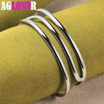 Ювелирные изделия из браслета из стерлингового серебра 925 пробы с тремя линиями 65mm