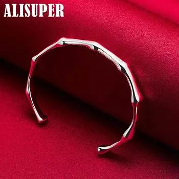 Ювелирные изделия из браслета-манжеты из стерлингового серебра 925 пробы с бамбуковым соединением