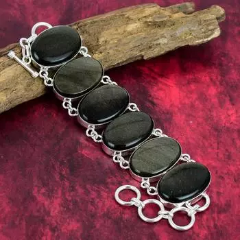 Ювелирные изделия из браслета с натуральным серебряным блеском, ювелирные изделия из стерлингового серебра 925 пробы, уникальные ювелирные изделия из браслета из драгоценных камней, браслет-цепочка для нее 8 Inches With Adjustable коричневый