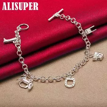 Ювелирные изделия из браслета с подвеской из стерлингового серебра 925 пробы 20cm