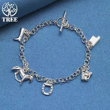 Ювелирные изделия из браслета с подвеской из стерлингового серебра 925 пробы 20cm