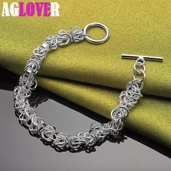 Ювелирные изделия из браслета с пряжкой из стерлингового серебра 925 пробы 20cm