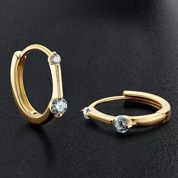 Ювелирные изделия из цельного серебра S925, серьги-кольца с муассанитом 0,26 карата для женщин, простые серьги-гвоздики с позолотой 18 карат, свадебный прекрасный подарок серебряный