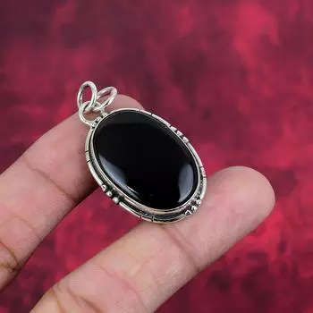 Ювелирные изделия из черного оникса, кулон из стерлингового серебра 925 пробы, ювелирные изделия ручной работы с драгоценными камнями, подарки для жены, абсолютно новый кулон 1.77 Inches чёрный