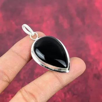 Ювелирные изделия из черного оникса, кулон из стерлингового серебра 925 пробы, ювелирные изделия ручной работы с драгоценными камнями, подарки для жены, абсолютно новый кулон 2.28 Inches чёрный