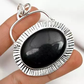 Ювелирные изделия из черного оникса, кулон из стерлингового серебра 925 пробы, ювелирные изделия ручной работы с драгоценными камнями, подарки для жены, абсолютно новый кулон 2.13 Inches чёрный