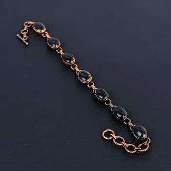 Ювелирные изделия из черного оникса, медь, гальванопластика, античный натуральный браслет, подарок для сестры 8 Inches With Adjustable чёрный