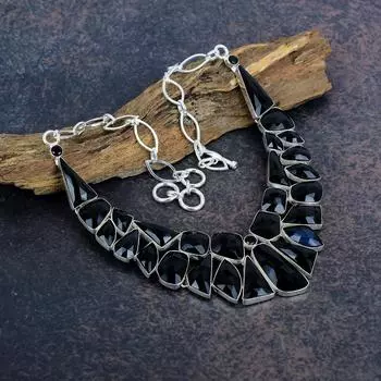 Ювелирные изделия из черного шпинеля, ювелирные изделия из серебра 925 пробы, красивые ювелирные изделия ручной работы для нее, ювелирные изделия из драгоценных камней шпинели для женщин Adjustable with 18 inches чёрный