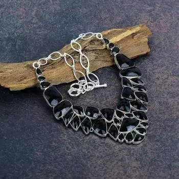 Ювелирные изделия из черного шпинеля, ювелирные изделия из серебра 925 пробы, красивые ювелирные изделия ручной работы для нее, ювелирные изделия из драгоценных камней шпинели для женщин Adjustable with 18 inches чёрный