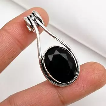 Ювелирные изделия из черной шпинели, кулон из стерлингового серебра 925 пробы, ювелирные изделия ручной работы с драгоценными камнями, подарки для жены, абсолютно новый кулон 1.85 Inches чёрный
