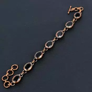 Ювелирные изделия из черной шпинели, ювелирные изделия ручной работы из меди, гальванопластика, браслет для нее 8 Inches With Adjustable чёрный