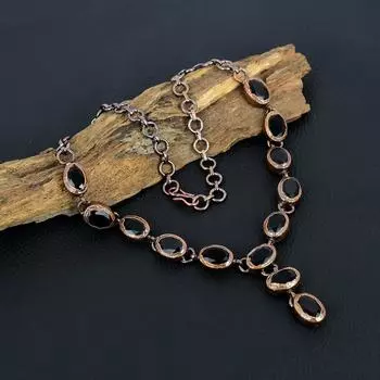 Ювелирные изделия из черной шпинели, ювелирные изделия ручной работы, медное гальванопластическое ювелирное ожерелье для нее 18 Inches With Adjustable чёрный