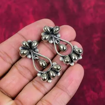 Ювелирные изделия из чистого серебра 925 пробы с золотым апачским пиритом, красивые серьги ручной работы, ювелирные изделия с драгоценными камнями пирит класса AAA+ 1.65 Inches золотистый