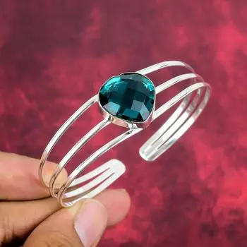 Ювелирные изделия из чистого серебра 925 пробы с индиголитом, браслет ручной работы, красивые драгоценные камни для подарка на помолвку Adjustable синий