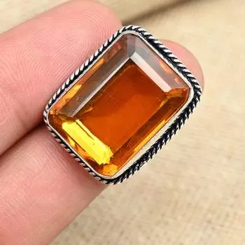 Ювелирные изделия из драгоценного камня медового топаза, твердое кольцо из стерлингового серебра 925 пробы ручной работы для подарка 4 оранжевый
