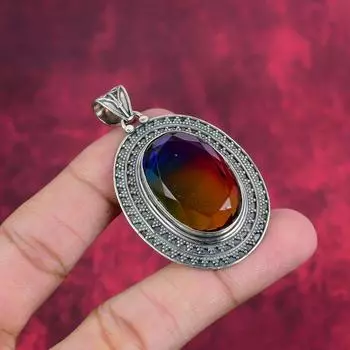 Ювелирные изделия из драгоценных камней аммолит, ювелирные изделия из цельного серебра 925 пробы для нее, великолепные ювелирные изделия ручной работы, новый фирменный дизайнерский кулон для любви 2.24 Inches оранжевый