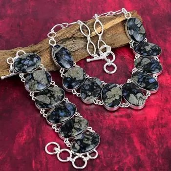 Ювелирные изделия из драгоценных камней марказита, комплект ювелирных изделий из стерлингового серебра 925 пробы, браслет и ожерелье, ручная работа с регулируемыми ювелирными цепочками Adjustable With 8 -18 чёрный