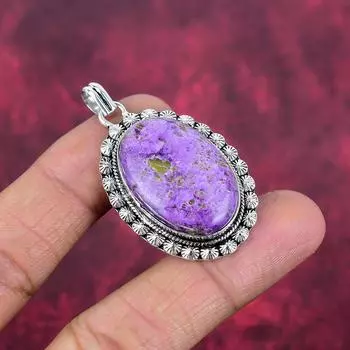 Ювелирные изделия из драгоценных камней Pupurite, кулон из стерлингового серебра 925 пробы, красивая подвеска ручной работы для женщин 1.88 Inches фиолетовый