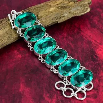 Ювелирные изделия из драгоценных камней с граненым индиколитом, браслет из чистого серебра 925 пробы ручной работы, браслет-цепочка с индиколитом, подарок на годовщину для нее 8 Inches With Adjustable синий