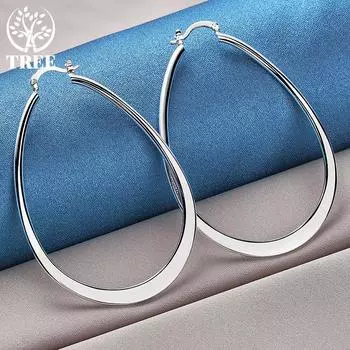 Ювелирные изделия из гладкого большого круга из стерлингового серебра 925 пробы