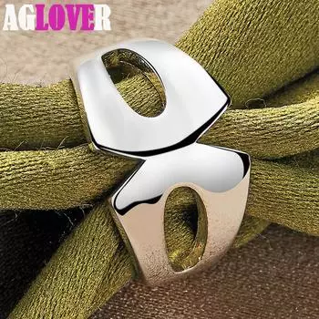 Ювелирные изделия из гладкого кольца из стерлингового серебра 925 пробы с геометрической формой 7#